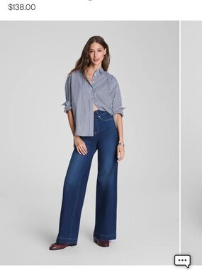 SPANX Wide-Leg High-Rise Women's Jeans in Dark Blue
